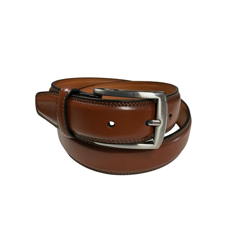 Genuine Brown Dress Leather Belt Sz. 30 1.25" Wide Stainless Steele Buckle